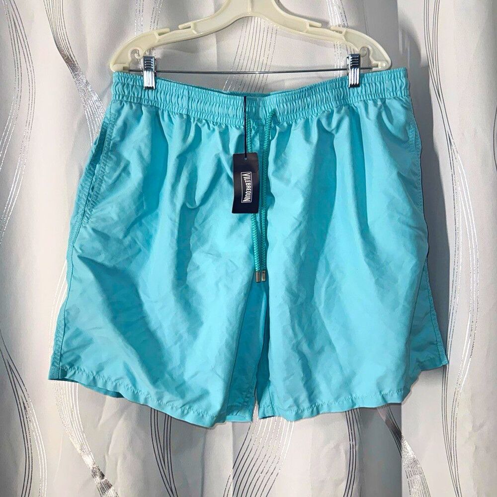 Vilebrequin men’s size 3XL Light Blue Solid Moorea Swim Trunks Back Pocket